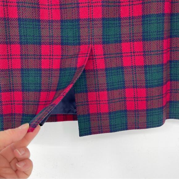 Pendleton Sz 12 Petite Wool Red Green Black Lined Skirt Pleated Pockets Tartan - Picture 15 of 16